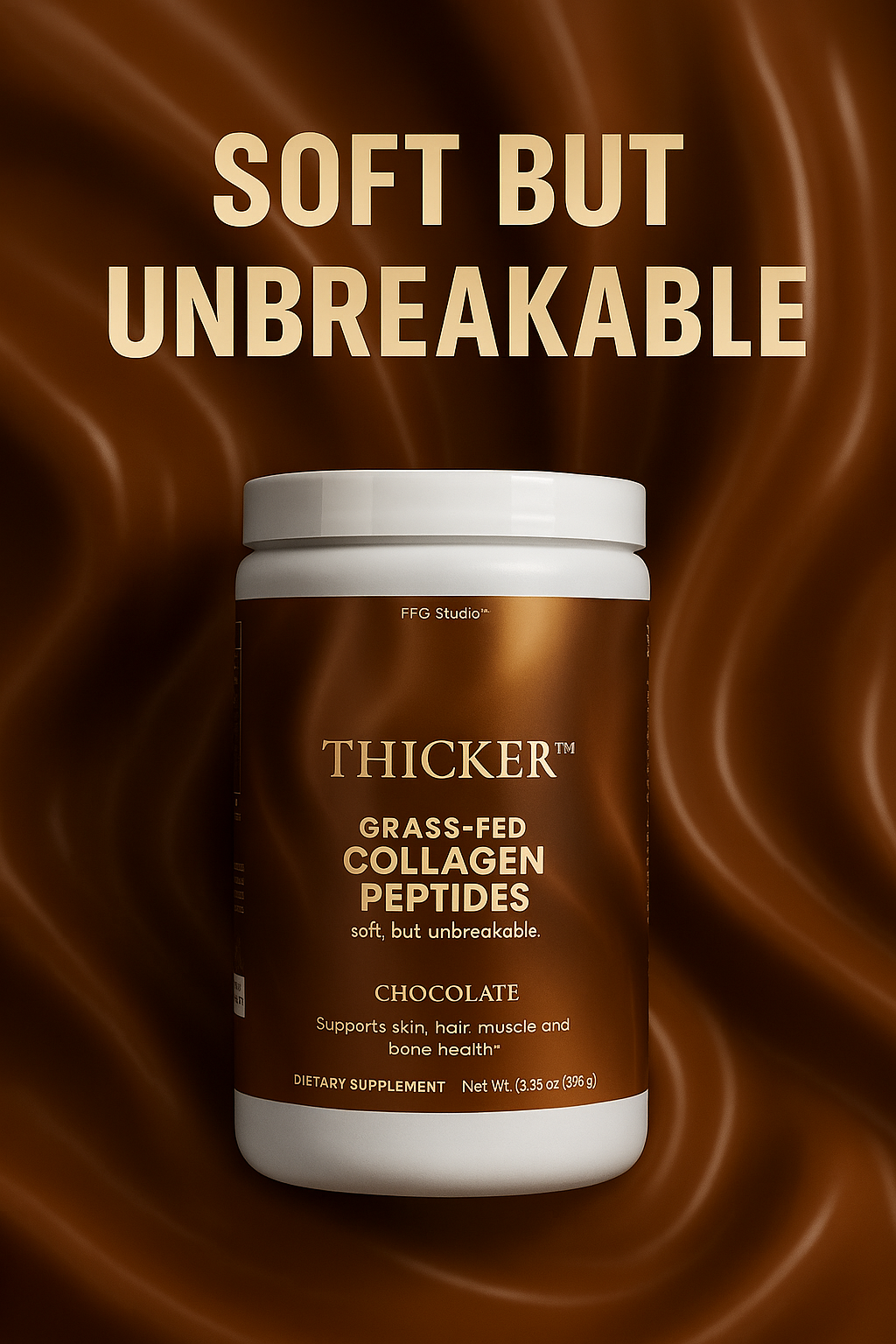 THICKER™ Collagen Peptides Powder (Chocolate)- Soft, but unbreakable.